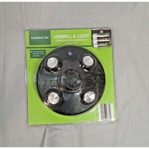 Gardenline Umbrella Light 4 Cree LED Lites fits 6 - 10ft Umbrellas Batteries NIB